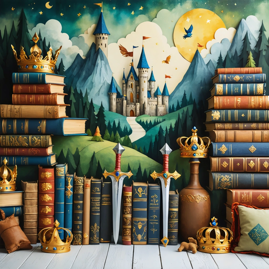 Chambre d’enfant décorée sur le thème des contes et légendes, avec des éléments médiévaux et féériques, évoquant les prénoms masculins rares.